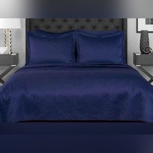 Luxury Navy blue coverlet bed set